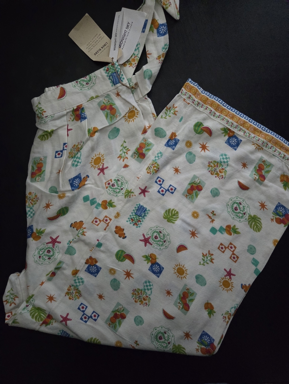 NWT - Midnight Sky Linen Blend Whimsy Printed Top & Pants Set - Size L - Picture 12 of 14